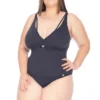 Plus Size Black One-piece Swimsuit With Adjustable Straps - Maio Strappy Melinda Preto
