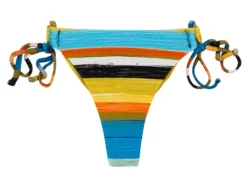 Double-tie Thong Bikini Bottom In Colorful Stripes - Bottom Artsy Fio-tie