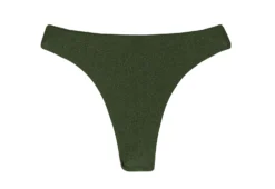 Iridescent Dark Green Thong Bikini Bottom - Bottom Croco Fio