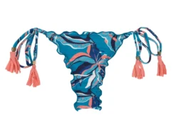Pink And Blue Print Side-tie Scrunch Thong Bikini Bottom - Bottom Lilly Frufru Micro