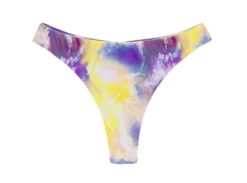 Purple & Yellow Tie-dye Thong Bikini Bottom - Bottom Tiedye-purple Fio