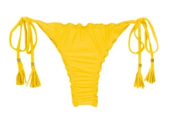 Yellow Scrunch Thong Bikini Bottom With Wavy Edges - Bottom Uv-melon Frufru-fio