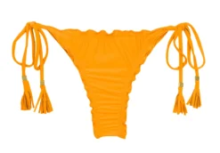 Orange-yellow Scrunch Thong Bikini Bottom With Wavy Edges - Bottom Uv-pequi Frufru-fio