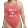 Plus Size Coral One-piece String Swimsuit - Maio Buzio Coral Hot