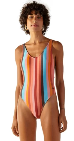 High-leg One-piece Swimsuit In Colorful Straps - Delta Palmar