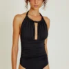 Ruched Halter Black