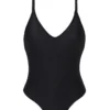Black Textured Fabric High-leg Swimsuit - Cloque Preto Hype