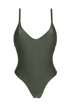 Khaki One-piece Swimsuit - Croco Hype