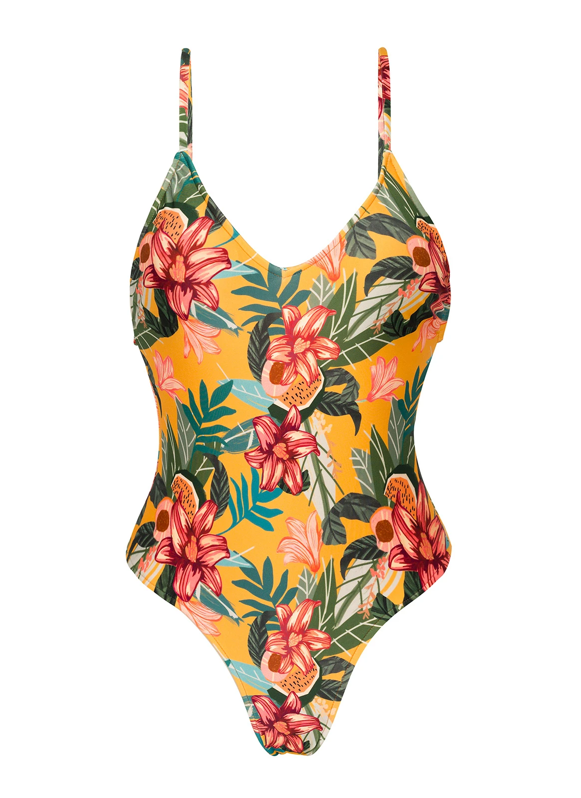 Orange Yellow High-leg One-piece Swimsuit - Lis Hype
