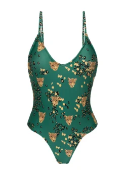 Green Leopard Print High-leg One-piece Swimsuit - Roar-green Hype