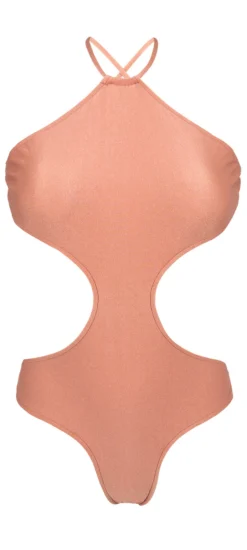 Pink Peach High-neck Monokini - Rose Body Decote