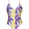 Purple & Yellow Tie Dye High-leg One-piece Swimsuit - Tiedye-purple Hype