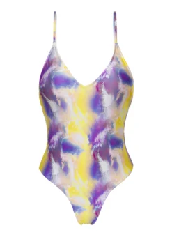 Purple & Yellow Tie Dye High-leg One-piece Swimsuit - Tiedye-purple Hype