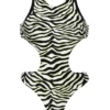 Reversible Black & White Tabby High Neck Trikini - Wild-black Twisted